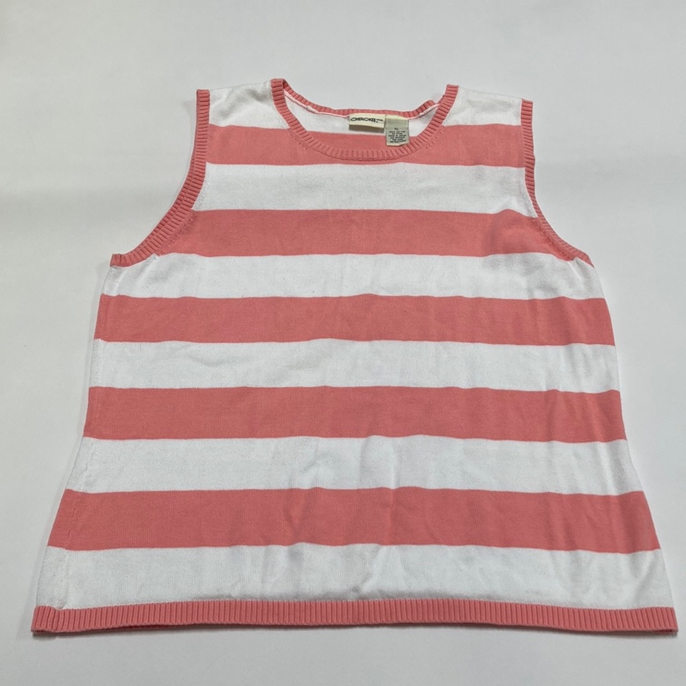 Cherokee Peach/White Striped Sleeveless Top
